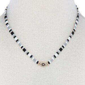 Evil Eye Charm Color Block Necklace